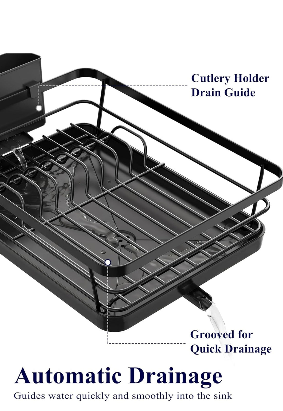 Space-Saving Dish Drying Rack — 2-Tier, Drainboard, Utensil Holder, Rustproof Steel