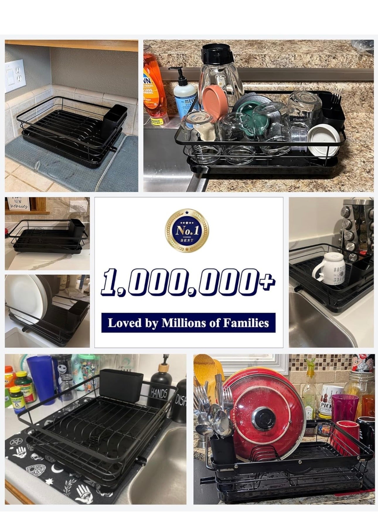 Space-Saving Dish Drying Rack — 2-Tier, Drainboard, Utensil Holder, Rustproof Steel