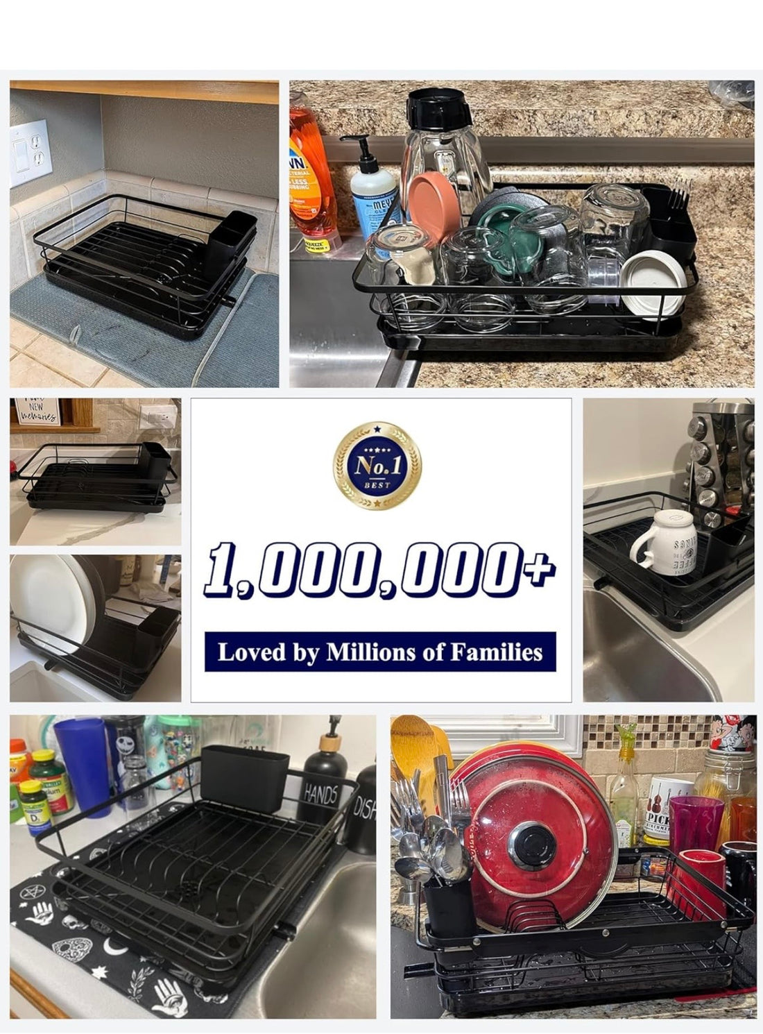 Space-Saving Dish Drying Rack — 2-Tier, Drainboard, Utensil Holder, Rustproof Steel